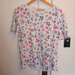 Vintage 90's Jaclyn Smith Sport Floral Top With Shoulder Pads L